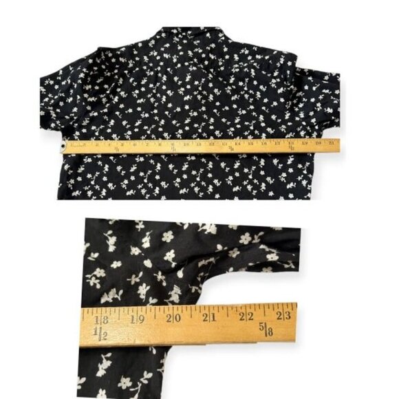 Nili Lotan Libby Floral-print Button-down Shirt In Ivory/black Floral, Size L - Picture 11 of 14